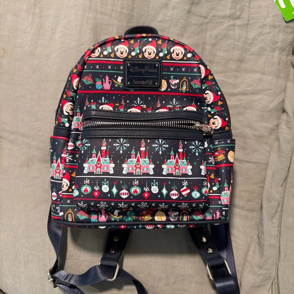 Loungefly Black and Red Disney Castle Mini Backpack - Picture 1 of 7